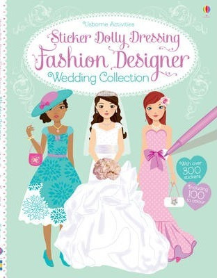 green emerald velvet dress Usborne's Dolly Dressing Fashion Designer London Sticker Book