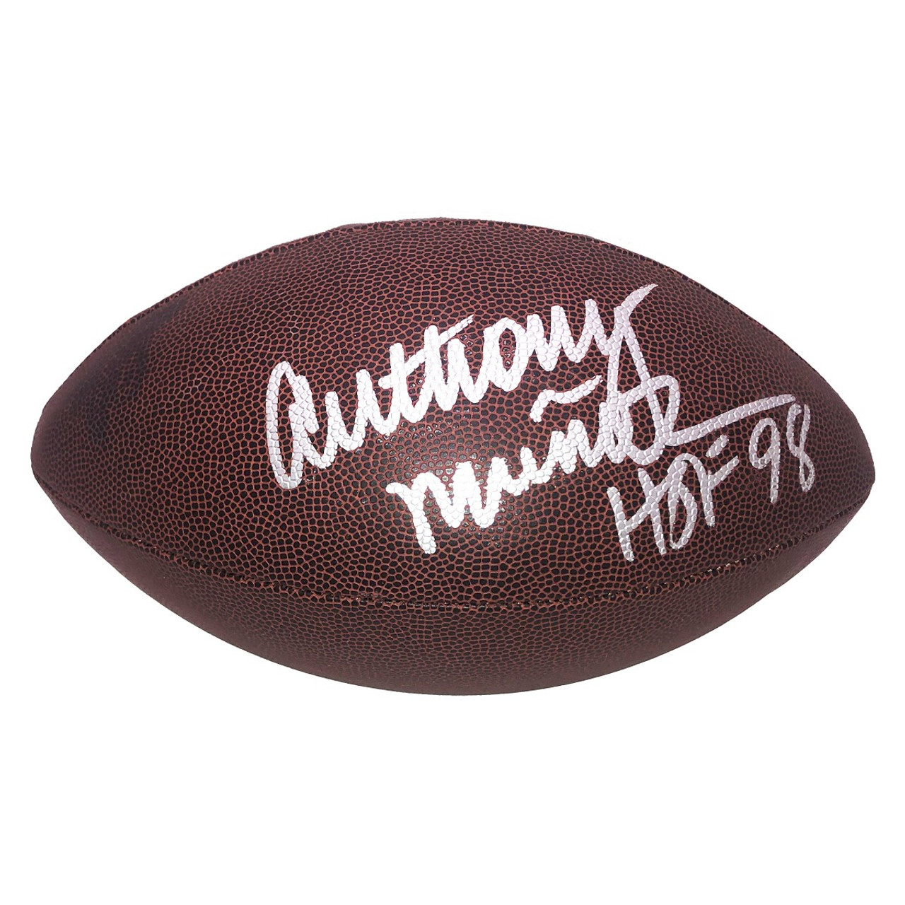 Anthony Munoz Cincinnati Bengals Autographed NFL Supergrip Football w/ HOF  98 Inscription - Certified Authentic