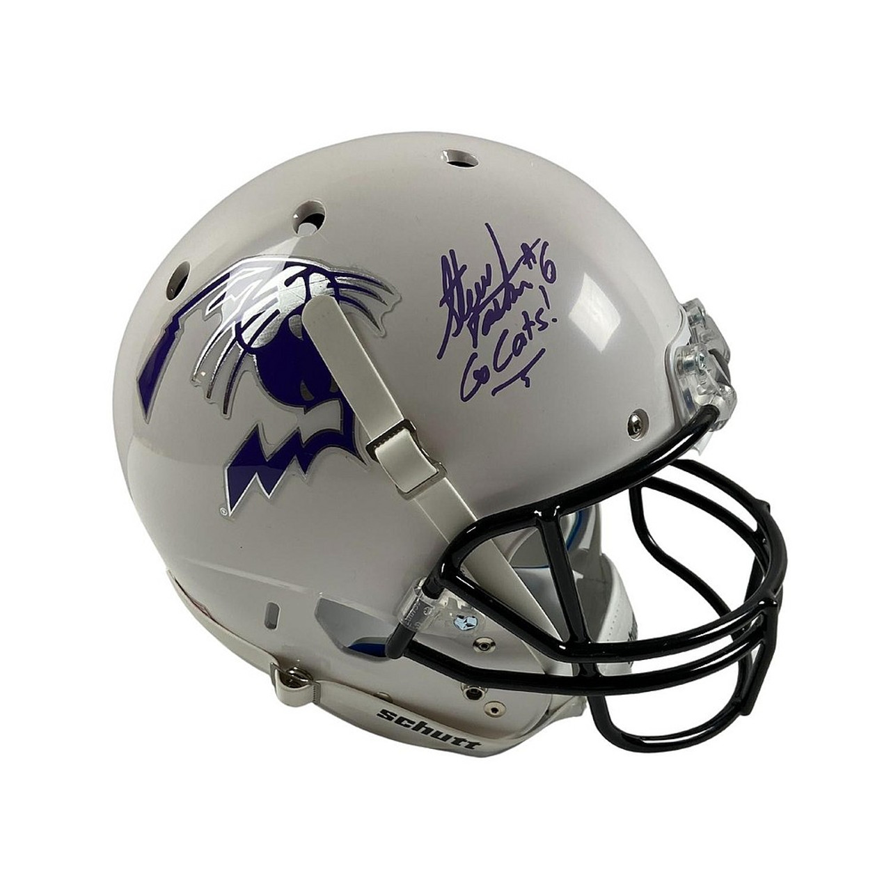 Steve Tasker Autographed Signed Northwestern Wildcats Schutt White Replica Full Helmet with Cats Inscription - PSA/DNA Authentic