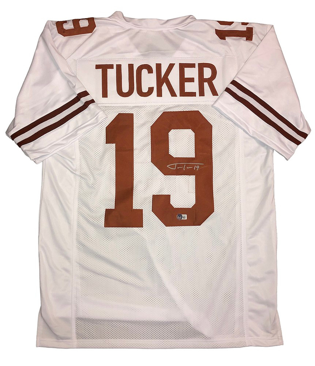 Justin Tucker Signed Texas Longhorns Custom White #19 Jersey - Beckett QR