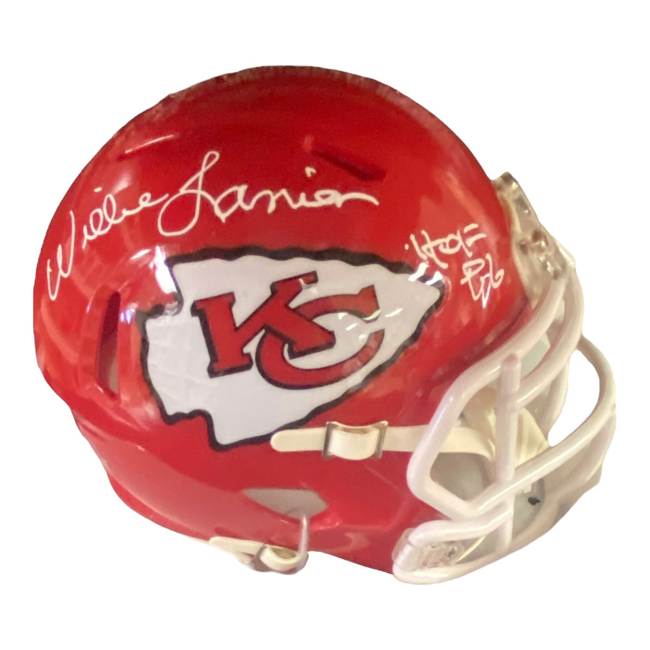 Willie Lanier Autographed Kansas City Chiefs Riddell Red Speed Mini Helmet  w/ 'HOF 86' Inscription - Beckett Authentication Services (BAS)