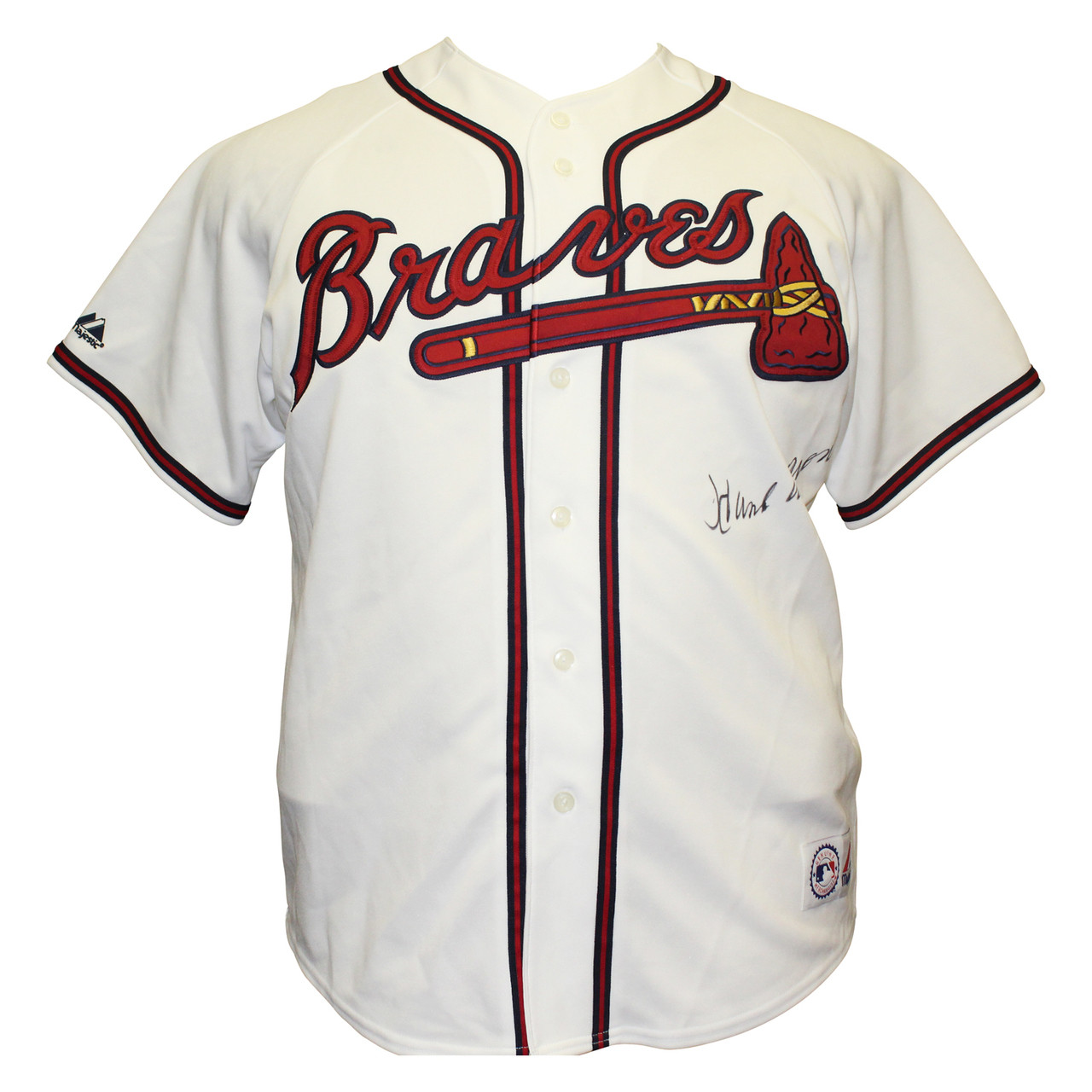 Jersey for the Atlanta Braves worn and autographed by Hank