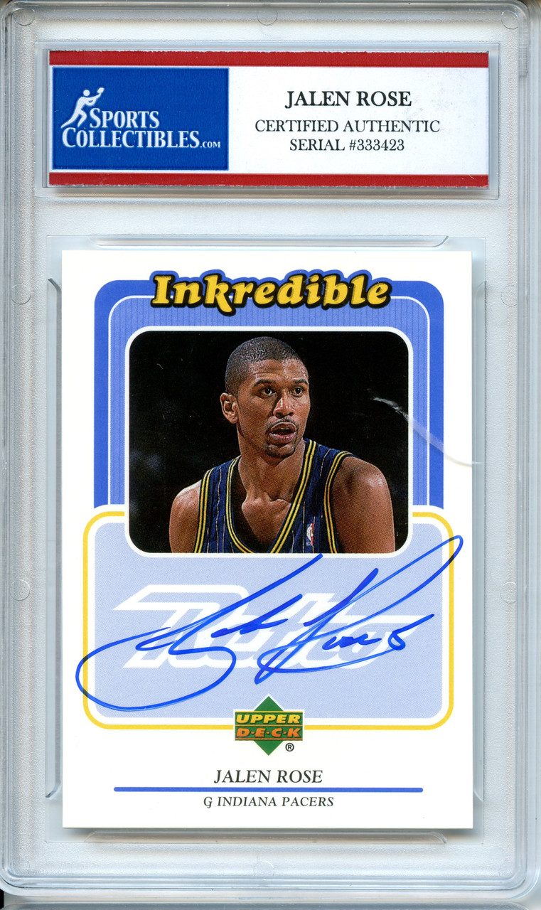 Trading Cards Hologram Jalen Rose Indiana Pacers 2001 Upper Deck Encore  Foil Autographed Card Autographed autograph is clear This item comes with a  certificate of authenticity from Autograph-Sports card slightly scratched  netivotonline.com