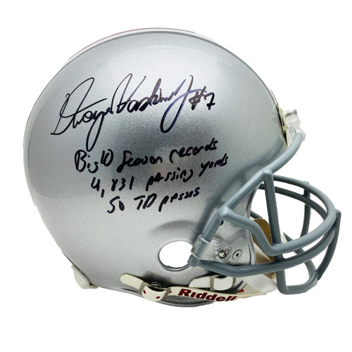 Dwayne Haskins Ohio State Signed Silver Schutt Full Size Rep Helmet - Certified Dwayne Haskins Ohio State Signed Silver Schutt Full Size Rep Helmet - Certified
