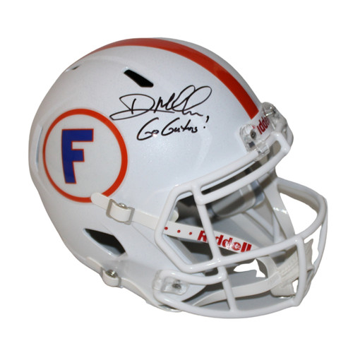 Dan Mullen Signed UF Riddell White Throwback Logo Speed F/S Replica Helmet with "Go Gators!" Inscription - PSA/DNA Dan Mullen Signed UF Riddell White Throwback Logo Speed F/S Replica Helmet with "Go Gators!" Inscription - PSA/DNA
