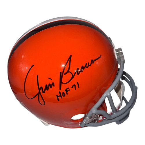 Jim Brown Autographed Cleveland Browns Riddell Replica Full Size Helmet with "HOF 71" - JSA