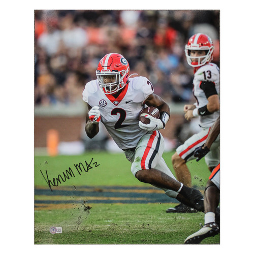 Kendall Milton Signed Georgia Bulldogs 16x20 Running Upfield v Auburn Photo-BAS