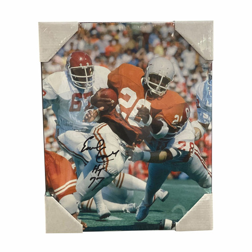 Earl Campbell Signed Texas Longhorns Red River Shot 16x20 Canvas w/HT 77 Ins-PSA