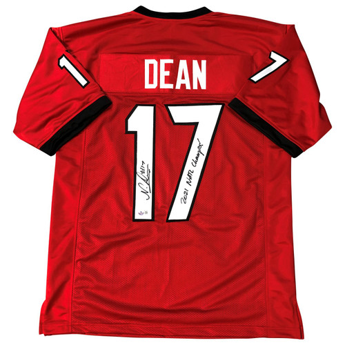 Nakobe Dean Autographed Signed Georgia Bulldogs Custom Red #17 Jersey - BAS  QR