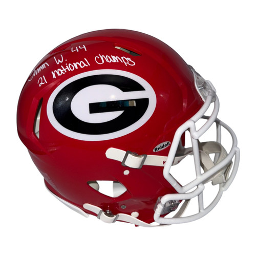 Travon Walker Autographed Georgia Bulldogs Riddell Speed Authentic Full Size Helmet with "21 National Champs" Inscription - Beckett Authentic Travon Walker Autographed Georgia Bulldogs Riddell Speed Authentic Full Size Helmet with "21 National Champs" Inscription - Beckett Authentic