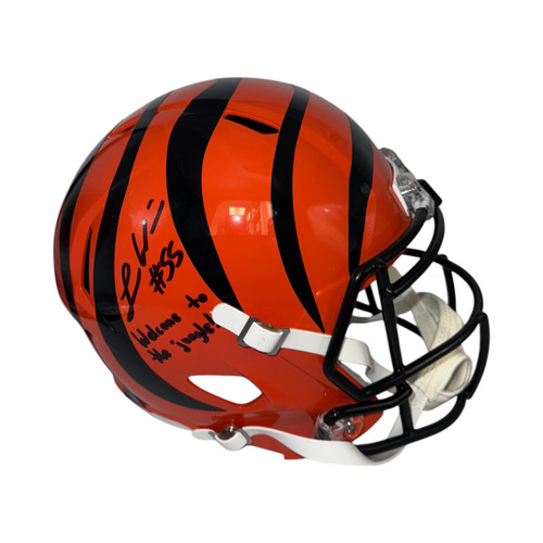Logan Wilson Autographed Cincinnati Bengals Riddell Full Size Speed Replica Helmet with "Welcome to the Jungle" Inscription- Beckett Logan Wilson Autographed Cincinnati Bengals Riddell Full Size Speed Replica Helmet with "Welcome to the Jungle" Inscription- Beckett