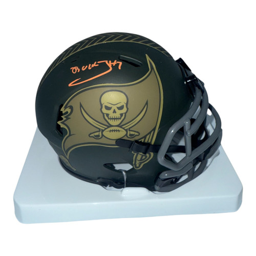 Bucky Irving Autographed Tampa Bay Buccaneers Riddell 2025 Salute to Service Mini Helmet- Beckett