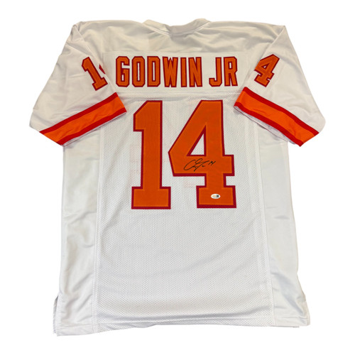 Chris Godwin Autographed Tampa Bay Buccaneers White Throwback Custom Jersey- JSA