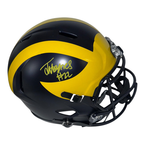 Justice Haynes Autographed Michigan Wolverines Riddell Full Size Speed Replica Helmet- Beckett