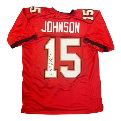 Tez Johsnon Autographed Tampa Bay Buccaneers Red Custom Jersey- JSA