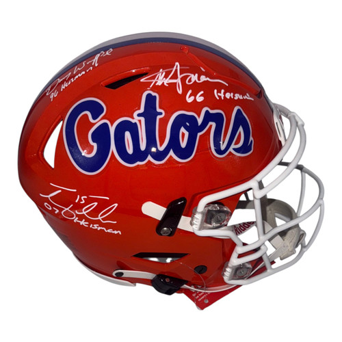 3 Heisman Autographed Florida Gators Riddell Orange Speedflex Authentic Helmet- Beckett