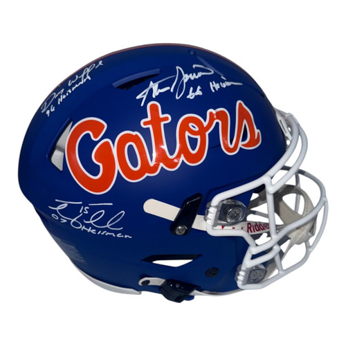 3 Heisman Autographed Florida Gators Riddell Blue Speedflex Authentic Helmet- Beckett