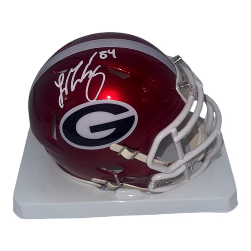 Ladd McConkey Autographed Georgia Bulldogs Riddell Flash Mini Helmet- Beckett Authentic