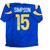 Ty Simpson Autographed Los Angeles Rams Blue Custom Jersey- JSA