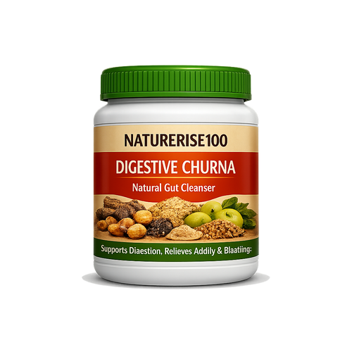 Product Description – Digestive Churna
Naturerise100 Digestive Churna is a natural Ayurvedic gut cleanser that supports healthy digestion, relieves acidity, and reduces bloating. This herbal blend combines the goodness of Ajwain, Saunf, Amala, Hing, Dhania, and Black Salt, making it a gentle yet effective solution for everyday digestive wellness.

? Key Benefits:

Relieves gas, acidity, and bloating

Supports smooth digestion and gut health

Enhances immunity and detoxification

Provides natural freshness after meals

✨ Ingredients: Ajwain (Carom Seeds), Saunf (Fennel Seeds), Amala (Indian Gooseberry), Hing (Asafoetida), Dhania (Coriander Seeds), Black Salt

? Net Quantity: 150 gm
Price: ₹ 200Shelf Life: 2 Years
 100% Natural | No Harmful Chemicals