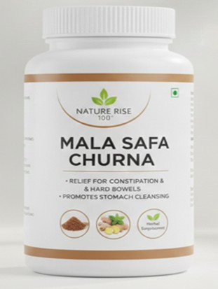 ? Product Description – Mala Safa Churna
Naturerise100 Mala Safa Churna is a natural Ayurvedic digestive cleanser formulated to support healthy bowel movement and relieve constipation. This herbal blend combines the cleansing power of Senna with the digestive benefits of Haritaki, Ajwain, Saunf, and Triphala, making it a gentle yet effective solution for daily detox and digestive wellness.

? Key Benefits:

Promotes smooth bowel movement

Relieves constipation and bloating

Supports digestion and detoxification

Enhances gut health and overall vitality

✨ Ingredients: Senna (Cassia angustifolia), Haritaki (Terminalia chebula), Ajwain (Carom seeds), Saunf (Fennel seeds), Triphala blend

? Net Quantity: 150 gm
? Price: ₹ 140
? Shelf Life: 2 Years
? 100% Natural | No Harmful Chemicals