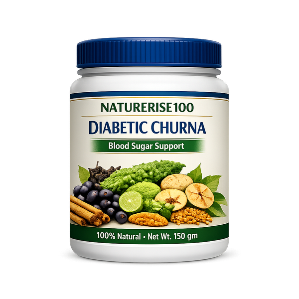 Product Description – Diabetic Churna
Naturerise100 Diabetic Churna is a 100% natural Ayurvedic formulation designed to help manage blood sugar levels and support healthy metabolism. Crafted with a balanced blend of Jamun, Bitter Gourd, Neem, Bael, Fenugreek, and Bay Leaf, this herbal supplement promotes insulin sensitivity, detoxification, and digestive health.

? Key Benefits:

Supports healthy blood sugar management

Enhances insulin function and glucose metabolism

Aids digestion and detoxification

Promotes overall vitality and energy

✨ Ingredients: Jamun (Syzygium cumini), Bitter Gourd (Momordica charantia), Neem (Azadirachta indica), Bael (Aegle marmelos), Fenugreek (Trigonella foenum‑graecum), Bay Leaf (Cinnamomum tamala)

? Net Quantity: 150 gm
? Price: ₹ 240
? Shelf Life: 2 Years
? 100% Natural | No Harmful Chemicals