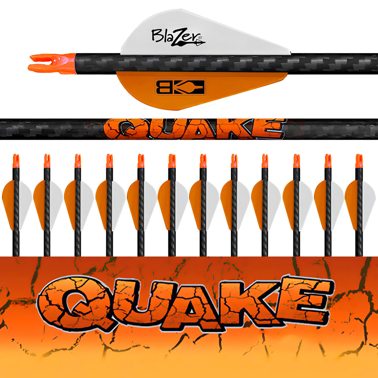 Quake Arrows 12 Pk. - Fletched (.001 straightness) - Flying Arrow 
