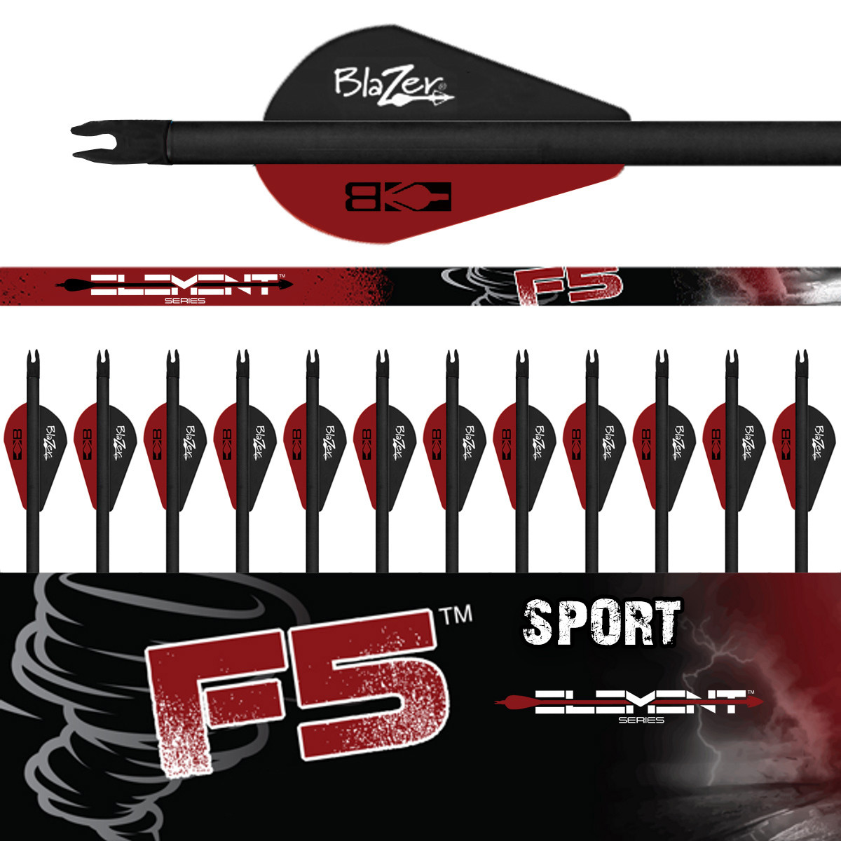 F5 Sport Arrows 12 Pk. - Fletched - Flying Arrow Archery