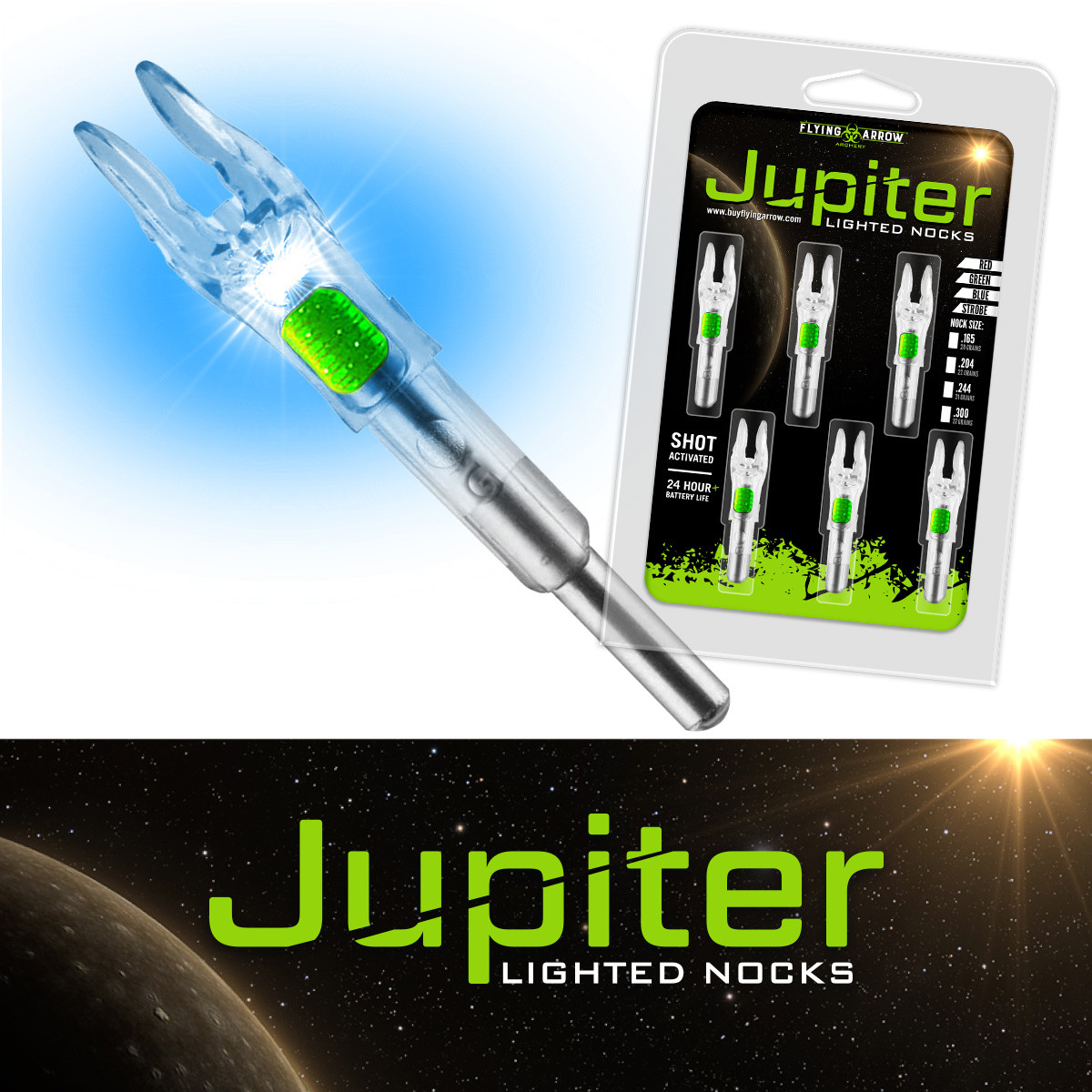 Jupiter Lighted Nock-6 Per Pk. - Flying Arrow Archery