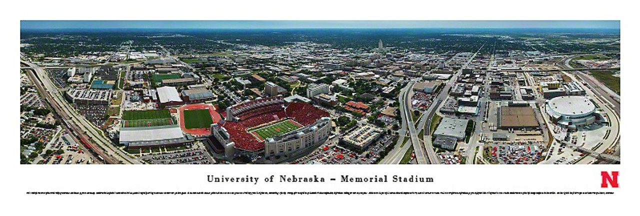 Nebraska Cornhuskers at Memorial Stadium Aerial Panorama Poster