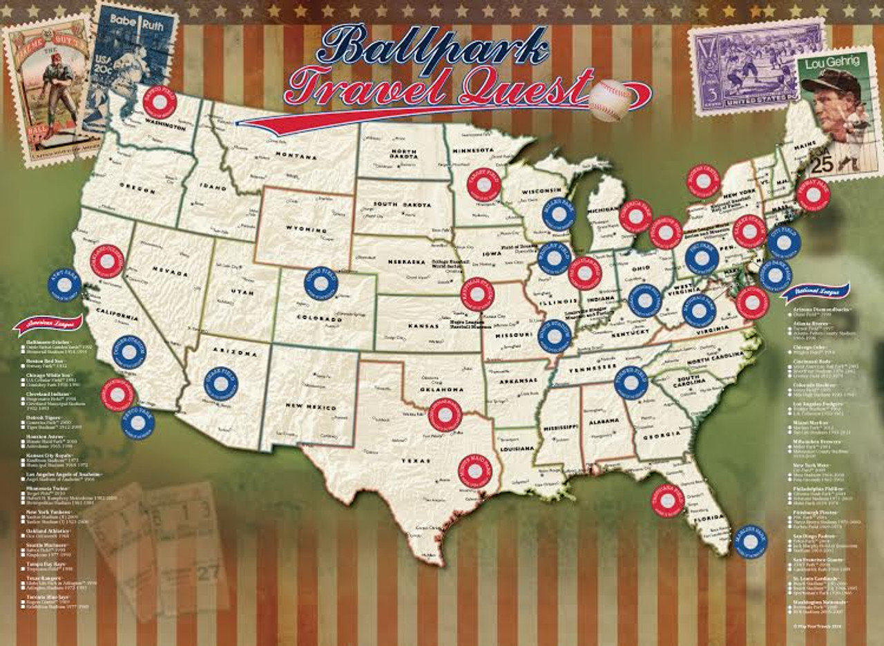 MasterPieces 11588 MLB League Map 500pc Puzzle  Mlb baseball teams Major  league baseball teams Baseball stadium map