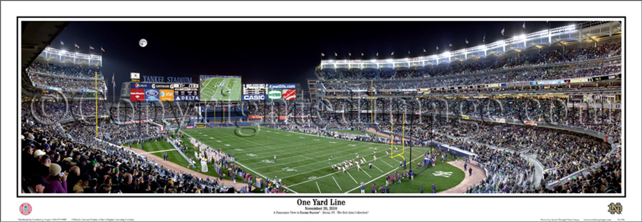 "One Yard Line" Notre Dame Football at Yankee Stadium Framed Poster