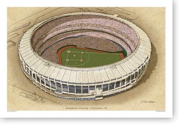 Riverfront Stadium - Cincinnati Reds Print - the Stadium Shoppe