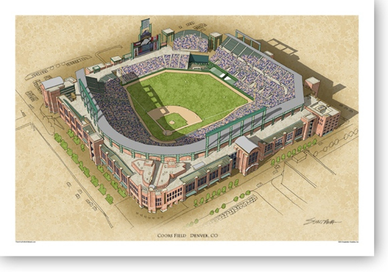 Coors Field Baseball Stadium Print, Colorado Rockies Baseball