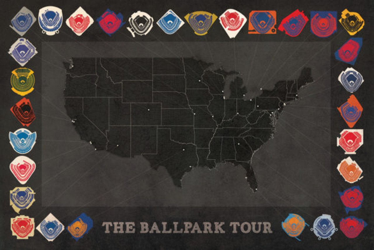 Baseball Ballparks Tour Print