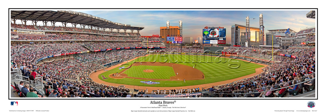 Atlanta Braves "First Pitch" at SunTrust Park Panoramic Framed Poster