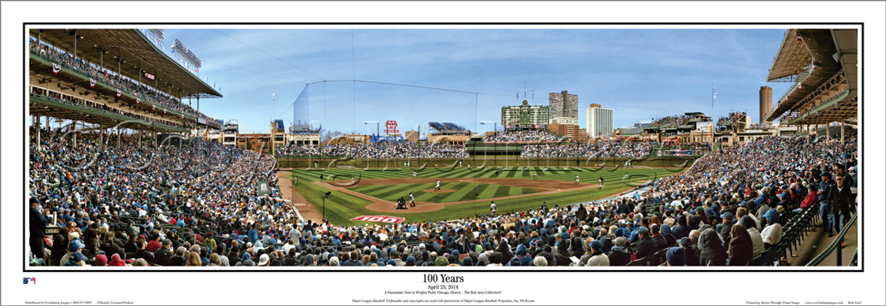 Chicago Cubs "100 Years" Wrigley Field Panoramic Framed Poster