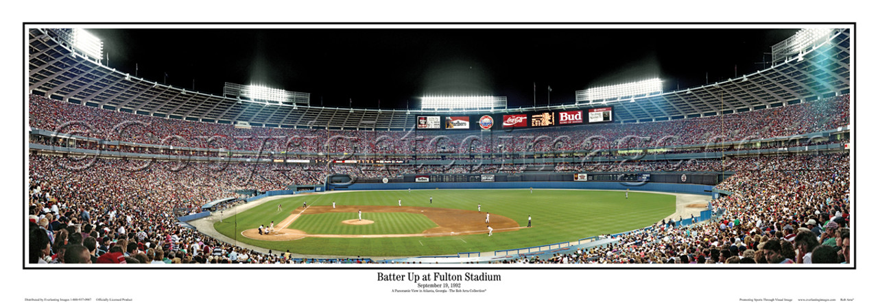 Atlanta Braves "Batter Up" Atlanta Fulton County Stadium Panoramic Framed Poster