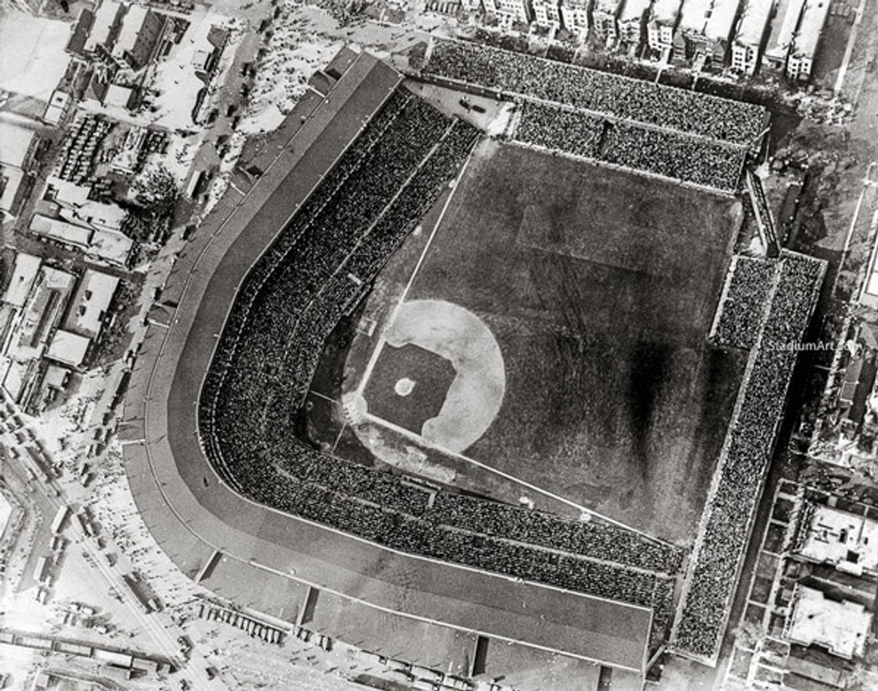 Chicago Cubs at Wrigley Field Vintage Aerial Print