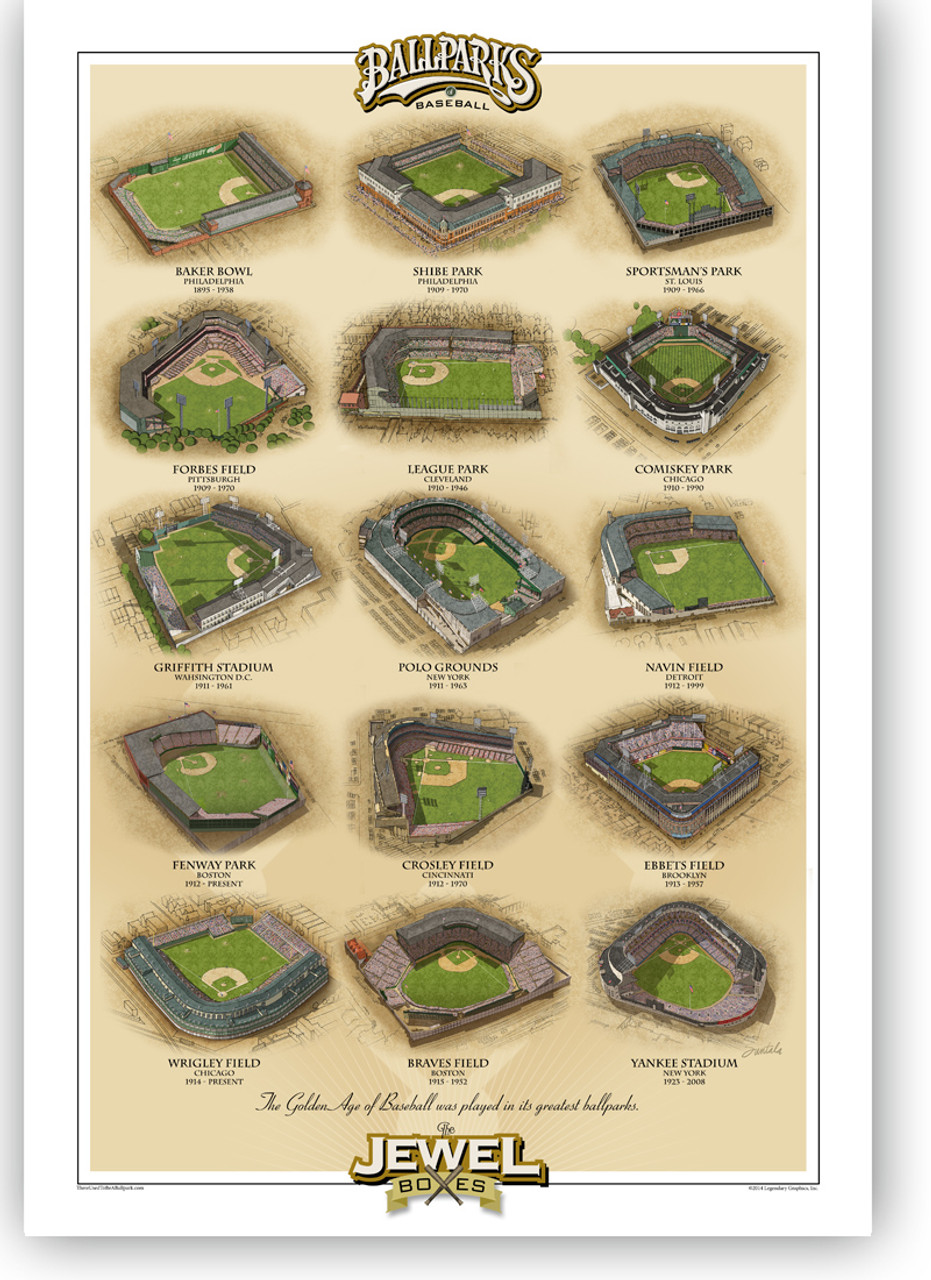 Jewel Boxes Vintage Ballparks Vertical Print