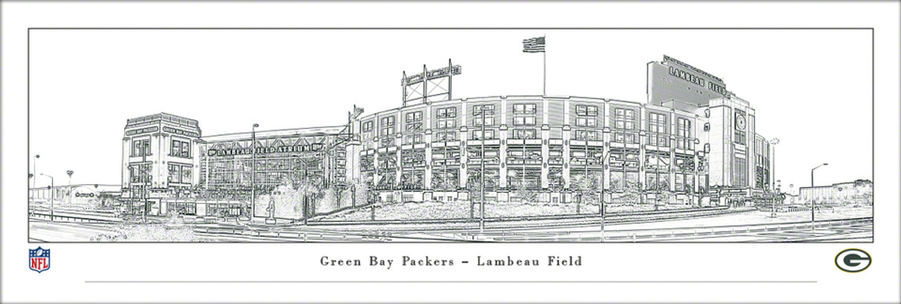 Green Bay Packers Lambeau Field Panoramic Line Art Poster