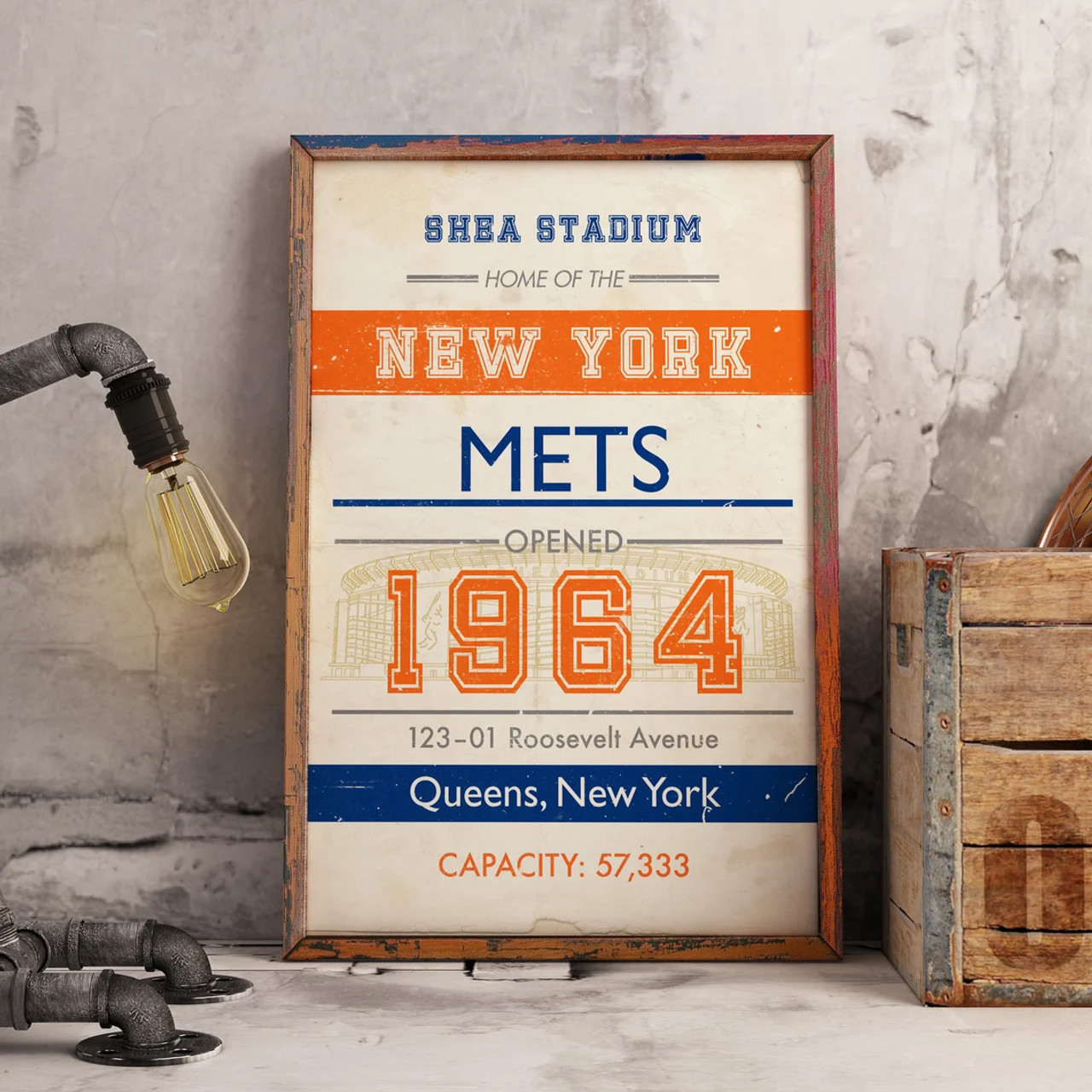 New York Mets Shea Stadium Subway Print - Vintage Ontario Baseball Art