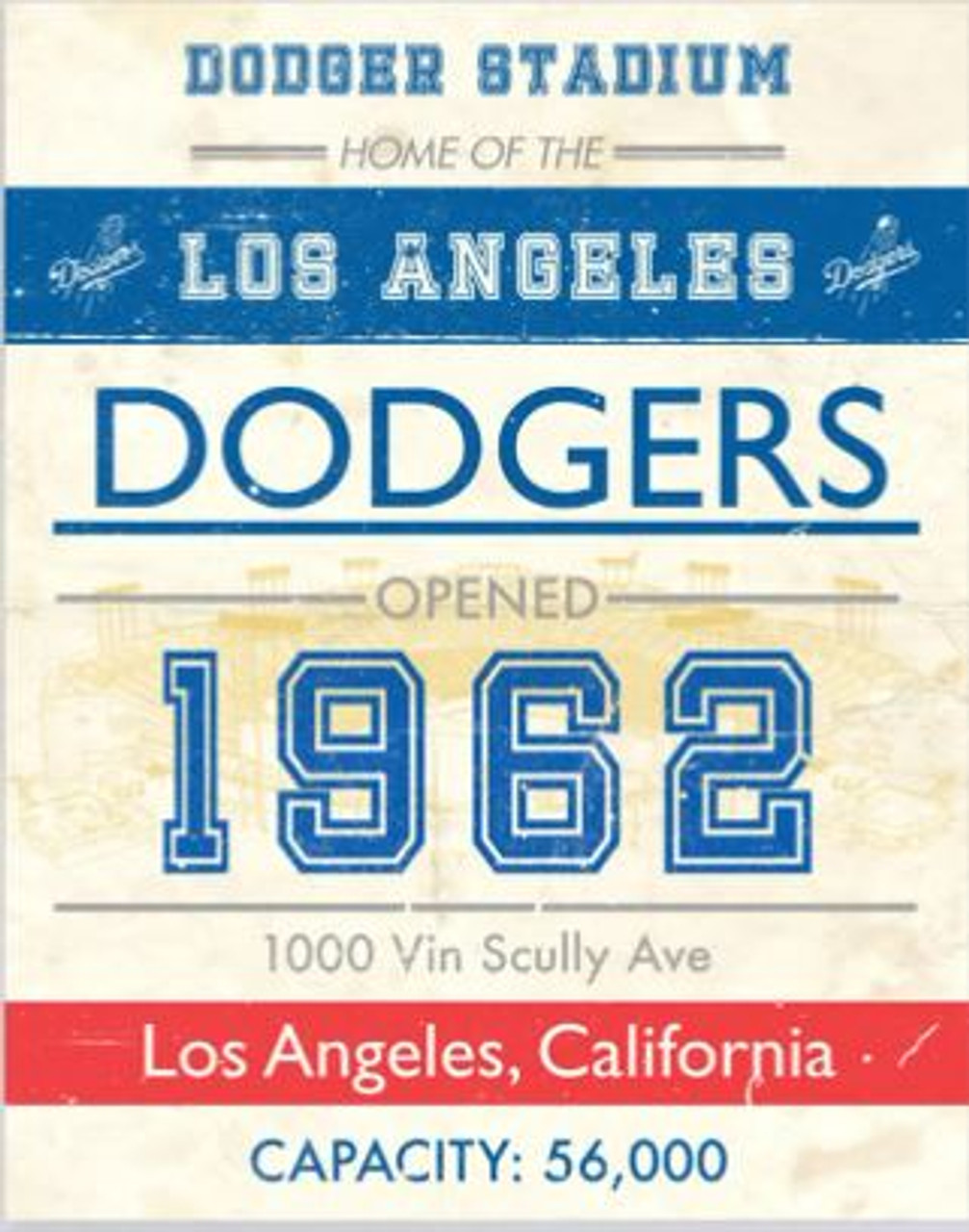 Los Angeles Dodgers Stadium Replica Opening Day from 1962 Stadium
