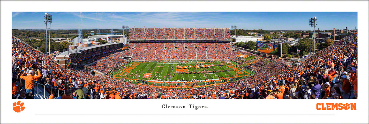 Clemson Tigers "Run Out" at Memorial Stadium Panoramic Poster