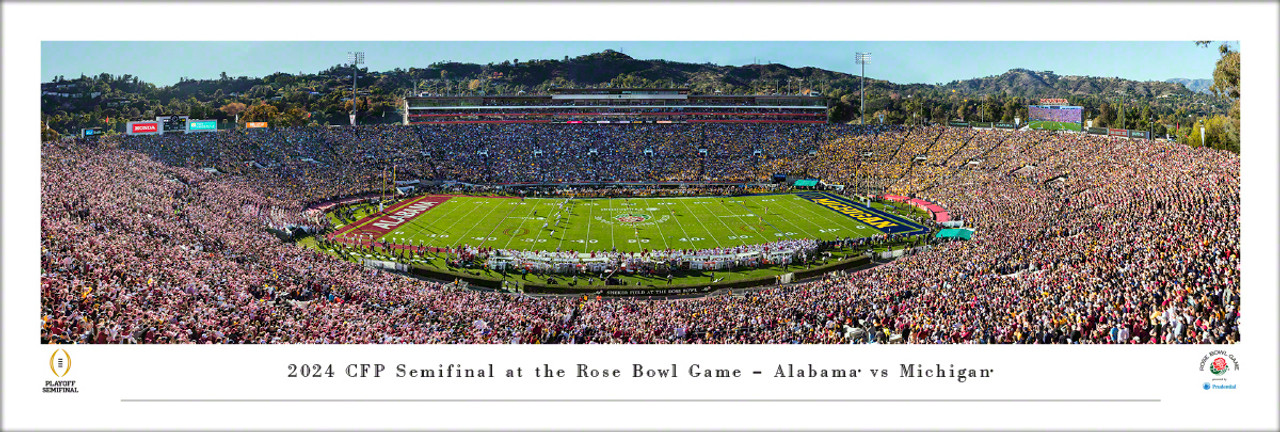 2024 Rose Bowl Game Kickoff - Michigan Wolverines vs Alabama Crimson Tide Panoramic Poster