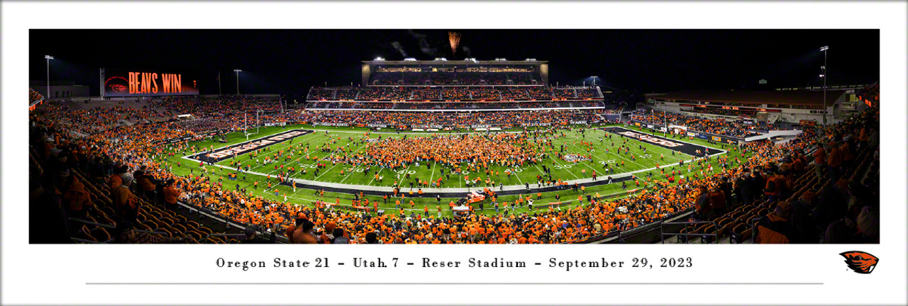 Oregon State Beavers "Storming the Field" at Reser Stadium Panoramic Poster