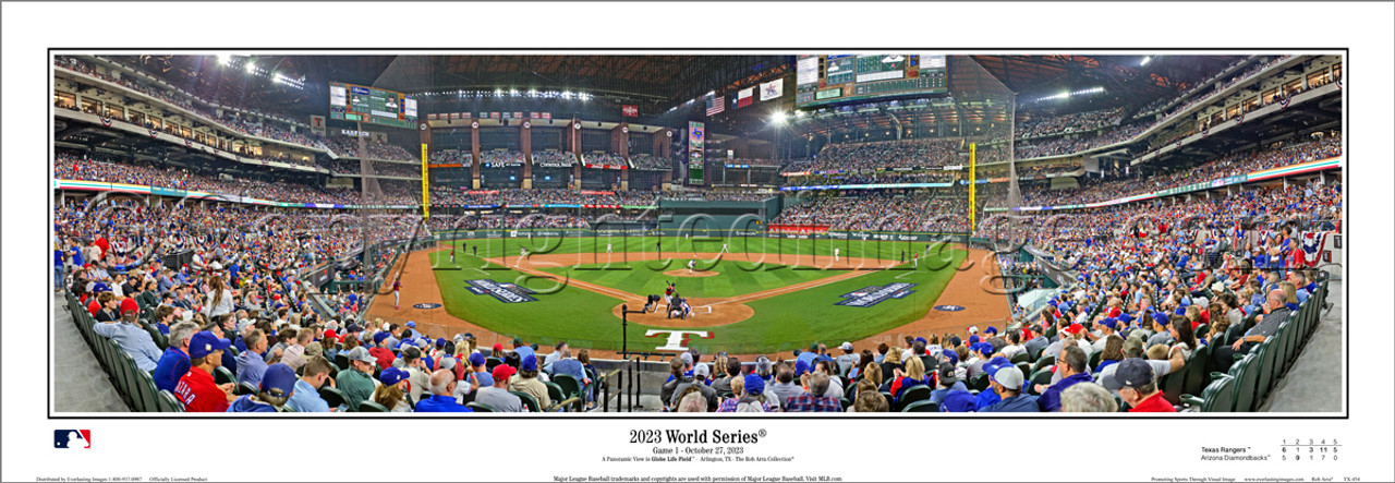 2023 World Series First Pitch - Texas Rangers at Globe Life Field Panoramic Framed Poster