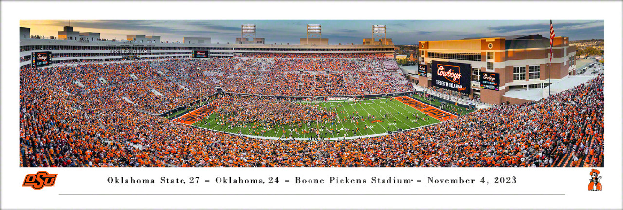 Oklahoma State Cowboys "Storming the Field" at Boone Pickens Stadium Panoramic Poster