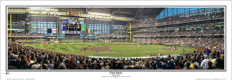 "First Pitch" Milwaukee Brewers at Miller Park Panoramic Framed Poster