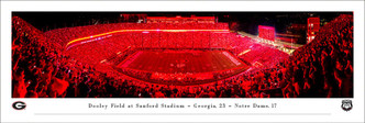 Georgia Bulldogs "Red Lights" at Sanford Stadium Panoramic Poster